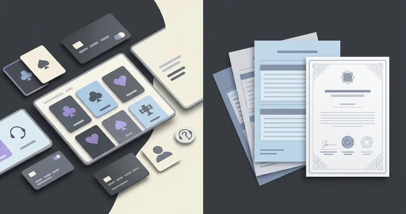 Comparison illustration separating Voodoo Casino product facts from the Great Britain regulatory benchmark