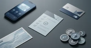 Illustration of payment categories including cards, bank transfer, e-wallet and cryptocurrency without casino branding